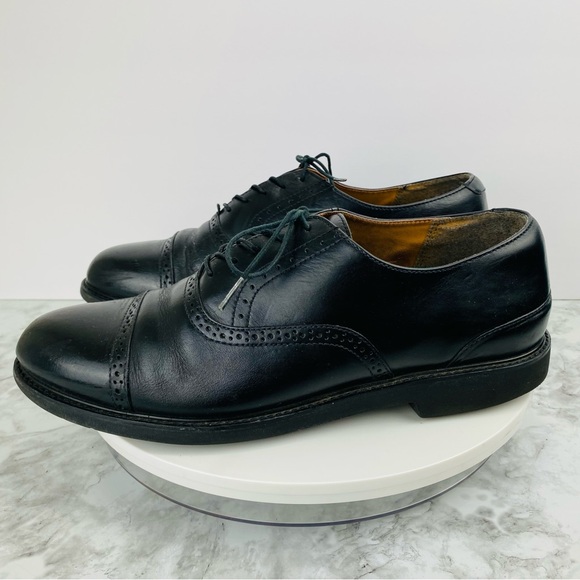 Rockport Leather Oxfords Mens 11 Black Moc Toe Lace Up Career Office Lace Up - Picture 2 of 8